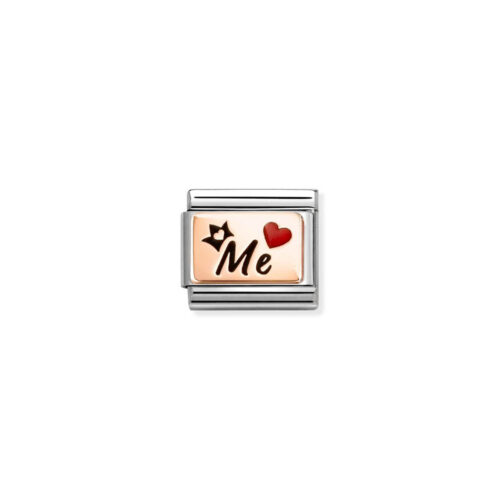 Nomination - Composable™ Classic Plates in stainless steel with enamel and 9k rosegold (09_Me red heart crown)