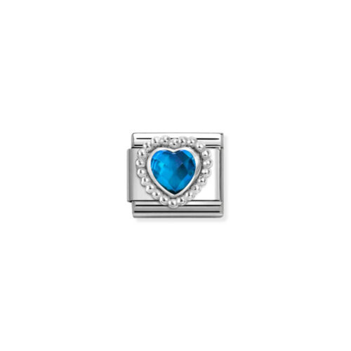 Nomination – Composable™ CL CZ FACETED, steel with RICH SETTING HEART DOTS 925 silver BLUE