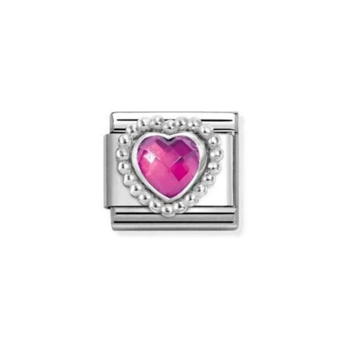 Nomination – Composable™ CL CZ FACETED, steel with RICH SETTING HEART DOTS 925 silver FUCHSIA