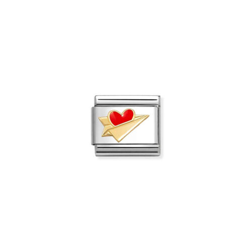 Nomination – Composable™ Classic LOVE 2 stainless steel, enamel and 18k gold Paper Airplane RED Heart