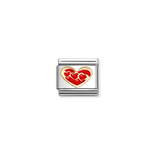 Nomination – Composable™ Classic LOVE 2 stainless steel, enamel and 18k gold Heart Hearts within a RED Heart