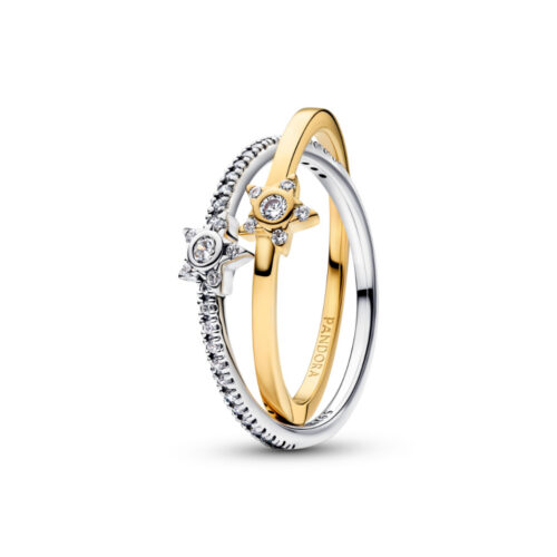 Pandora - Sparkling Stella Crossover Ring i 14k forgylling, sølv og zirkonia