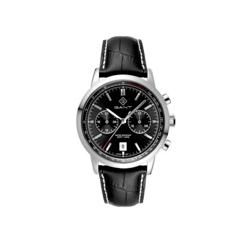 GANT - Bergamo herreklokke med sort skinn reim, 42 mm