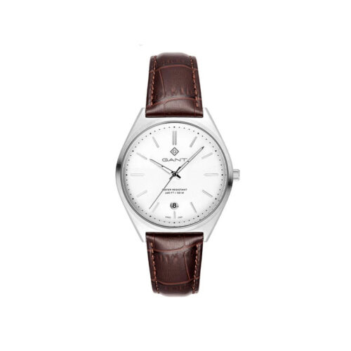 GANT - Abington herreklokke med brun reim og hvit utskive, 41 mm