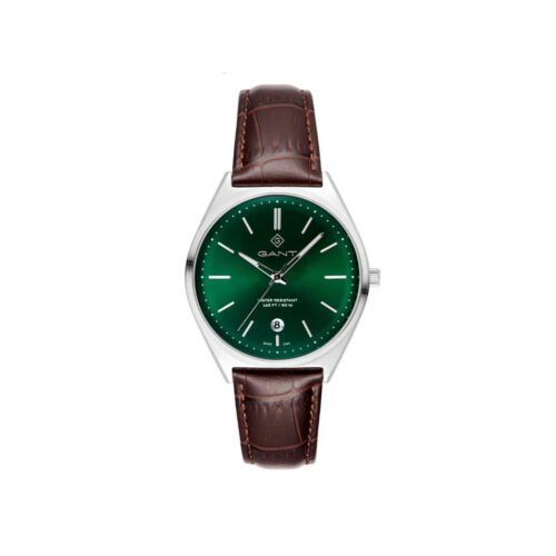 GANT - Abington herreklokke med brun reim og grønn urskive, 41 mm