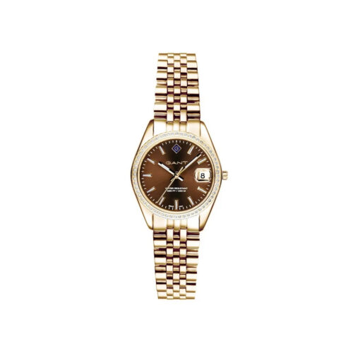 GANT - Sussex Mini Bijou dameklokke i gullfarget stål med stener, 28 mm