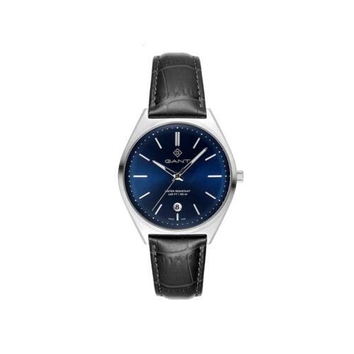 GANT - Abington herreklokke med sort reim og blå urskive, 41 mm