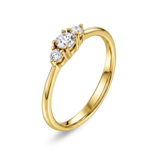 EC - Ring i gult gull 14k med diamanter 0,25 ct