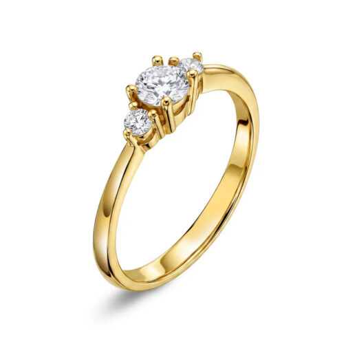 EC - Ring i gult gull 14k med diamanter 0,40 ct