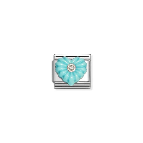 Nomination – Composable™ Classic STONE SYMBOLS in stainless steel, Cubic Zirconia and 925 sterling silver TURQUOISE RESIN Heart