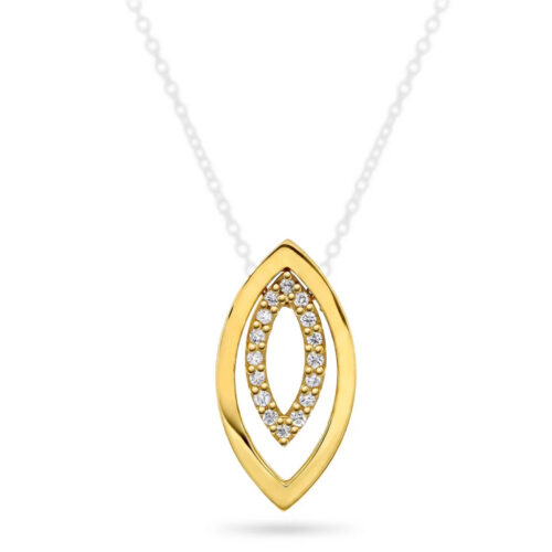 EC - Anheng i gult gull 14k med diamanter 0,16 ct