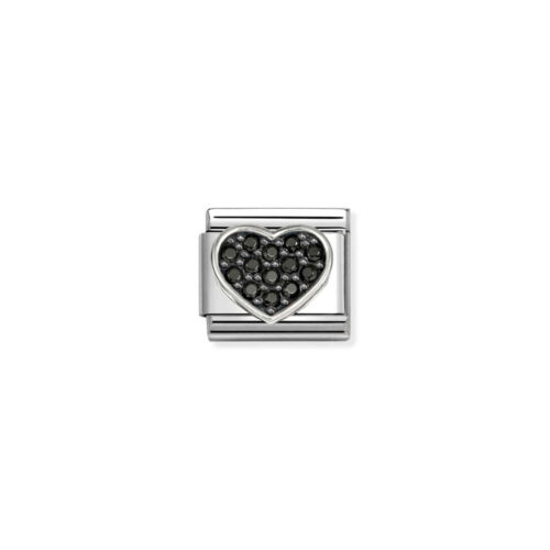 Nomination – Composable™ Classic SYMBOLS steel, Cz and 925 sterling silver RICH BLACK Heart