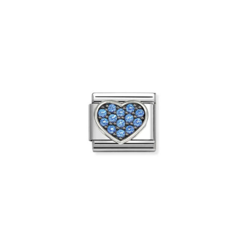 Nomination – Composable™ Classic SYMBOLS steel, Cz and 925 sterling silver RICH LIGHT BLUE Heart
