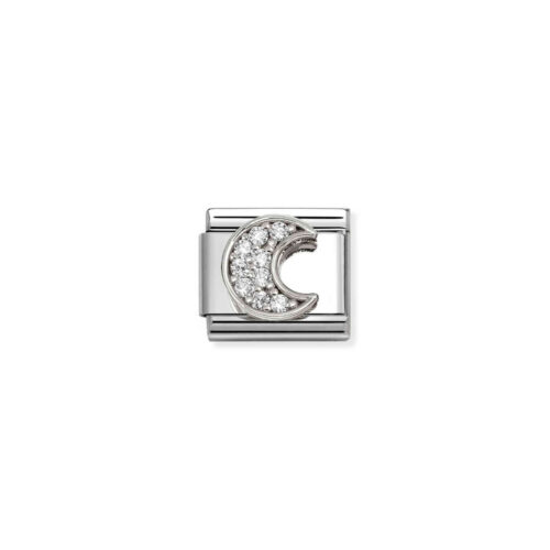 Nomination – Composable™ Classic SYMBOLS steel, Cz and 925 sterling silver RICH WHITE Moon