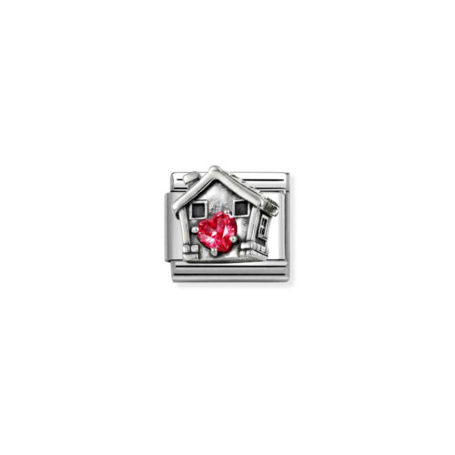 Nomination – Composable™ Classic OXIDIZED SYMBOLS in steel and Cubic zirconia and silver 925 RED Heart House