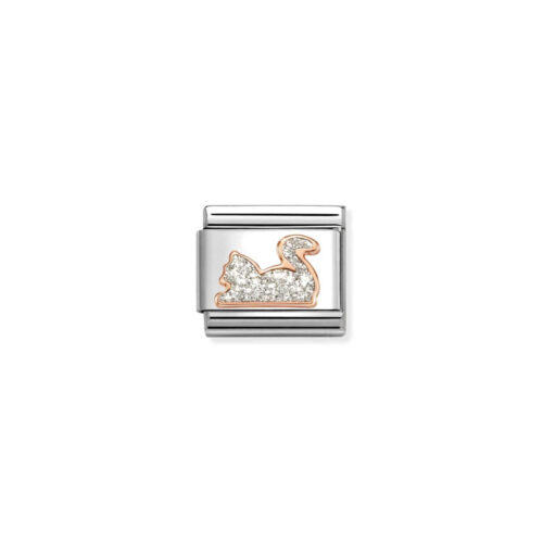 Nomination – Composable™ Classic GLITTER SYMBOLS stainless steel, enamel and 9k gold Silver Cat