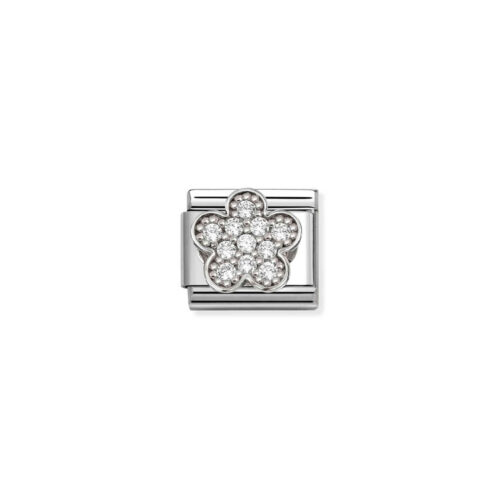 Nomination – Composable™ Classic symbols steel, Cz and 925 sterling silver Rich White Flower