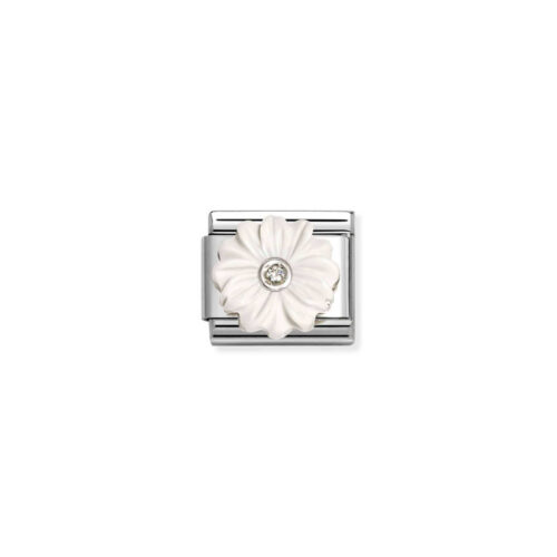 Nomination – Composable™ Classic STONE SYMBOLS in stainless steel, Cubic Zirconia and 925 sterling silver WHITE Flower