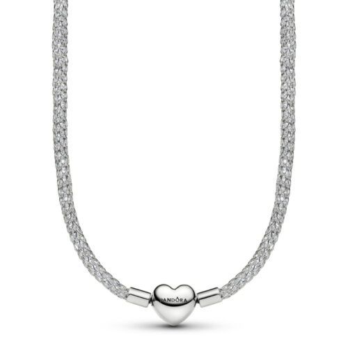 Pandora - Charm smykke med hjertelås, platinum belagt