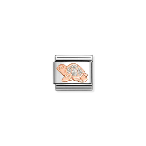 Nomination – Composable™ Classic GLITTER SYMBOLS stainless steel, enamel and 9k gold SILVER Turtle