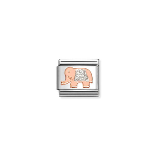 Nomination – Composable™ Classic GLITTER SYMBOLS stainless steel, enamel and 9k gold SILVER Elephant