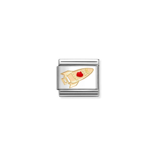 Nomination – Composable™ Classic LOVE 2 stainless steel, enamel and 18k gold Rocket RED Heart