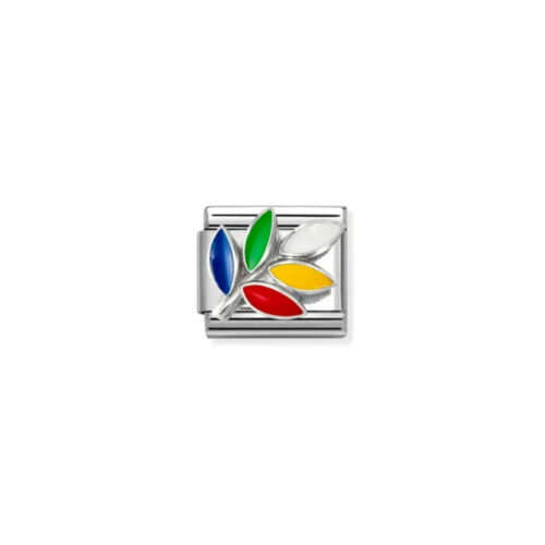 Nomination – Composable™ Classic SYMBOLS in stainless steel, enamel and 925 sterling silver Rainbow olive branch