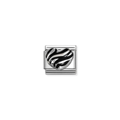 Nomination – Composable™ Classic SYMBOLS in stainless steel, enamel and 925 sterling silver Tiger-print Heart