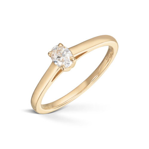 Diamonds by Frisenberg -Diamantring i gult gull og oval diamant