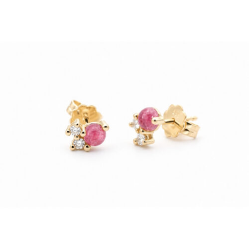 Nöen - Stellini ørepynt i 14k gult gull med diamanter og Rosa Turmalin