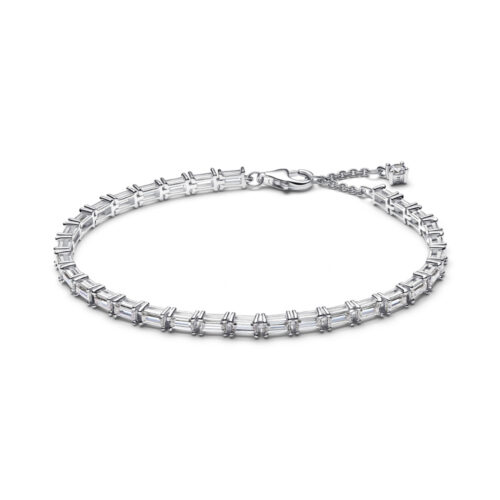Pandora - Glittrende baguette tennis armbånd i sølv med zirkonia
