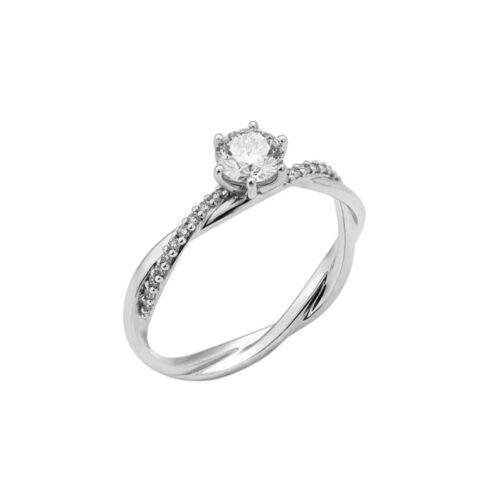 Saint Maurice - 6 prong diamantring i 14 k hvitt gull 0,25 ct