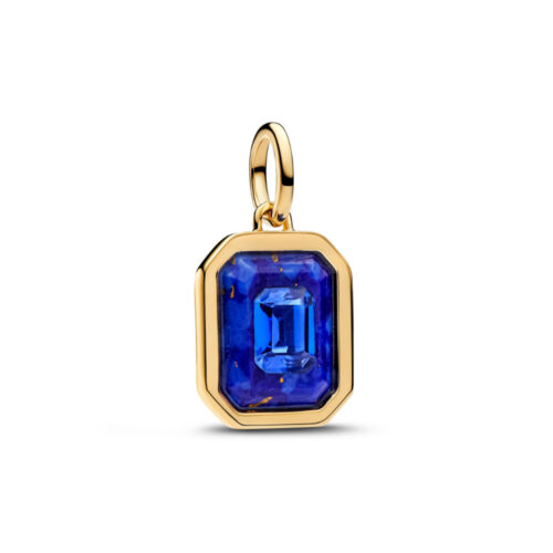 Pandora - Charm med himmelblå sekskant i 14k forgylling og imitert lapis lazuli.