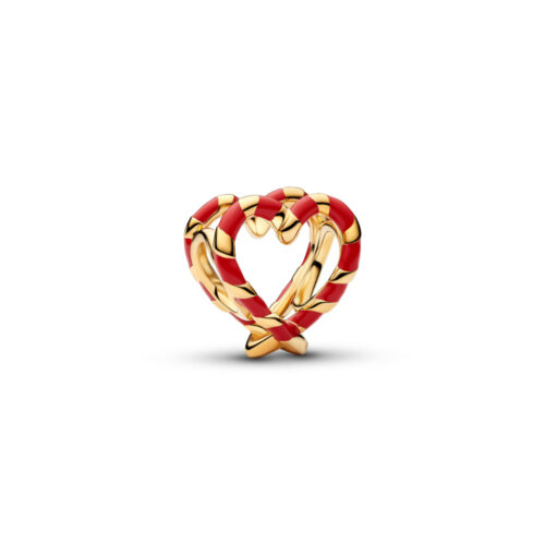 Pandora - Polkagris hjerte charm med 14k forgylling