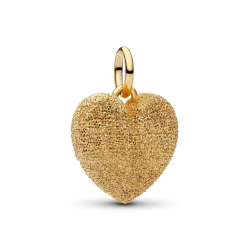 Pandora - Texturert puffy hjerte henge charm