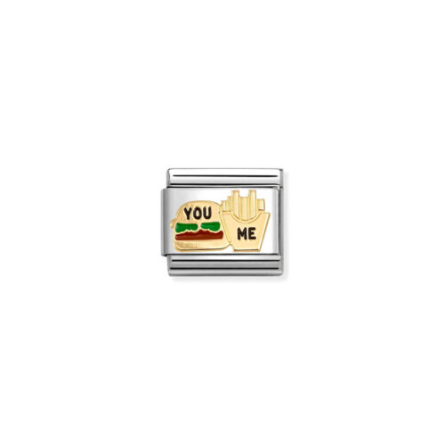 Nomination – Composable™ SYMBOLS steel, enamel and 18k gold Burger and Fries