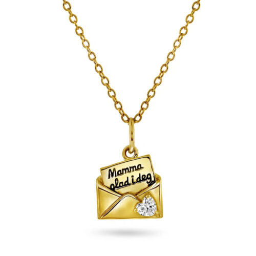 Pan Jewelry Trend - Konvolutt smykke i forgylt 925 sølv med zirkonia hjerte