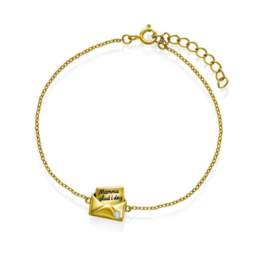Pan Jewelry Trend - Konvolutt armbånd i forgylt 925 sølv med zirkonia