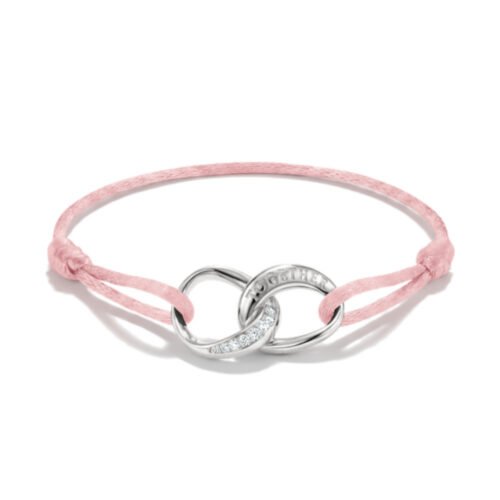 Thomas Sabo - Tekstilarmbånd i lyse rosa, Together, med sølv og zirkonia