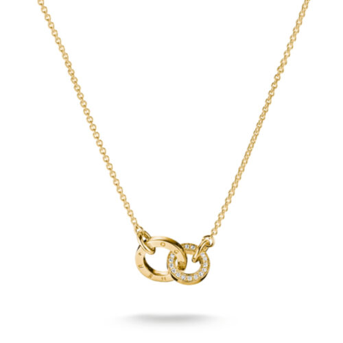 Thomas Sabo - Smykke med sammenflettede ringer med 18k gullforgylling og zirkonia