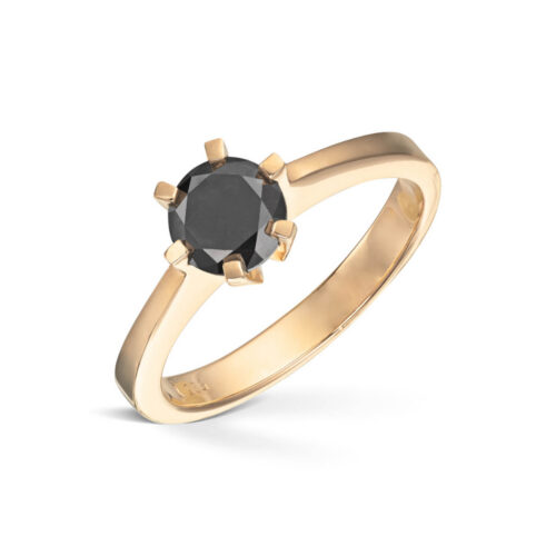 Diamonds by Frisenberg - Enstensring i gult gull med 1,00 ct naturlig sort diamant 