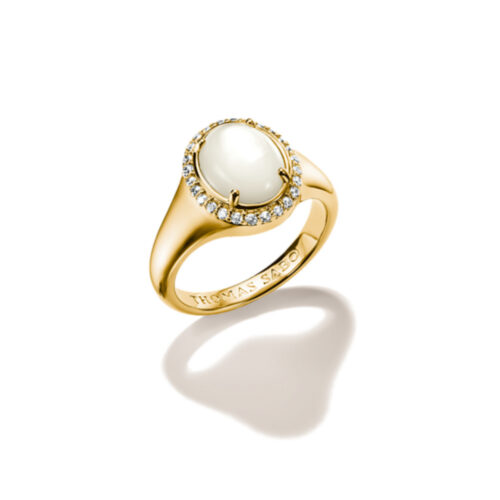 Thomas Sabo - Ring med 18k gullforgylling og perlemor