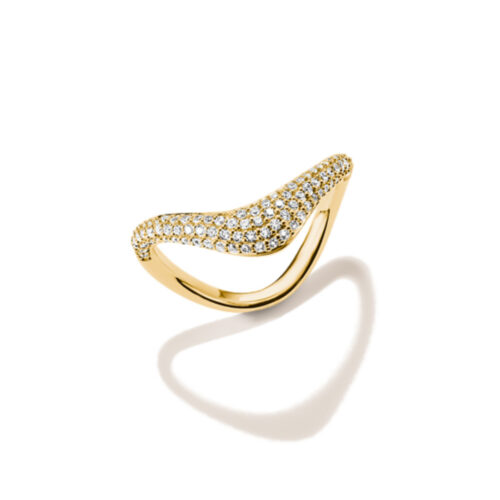Thomas Sabo - Ring i 18k gullforgylling med bølgeform og zirkonia