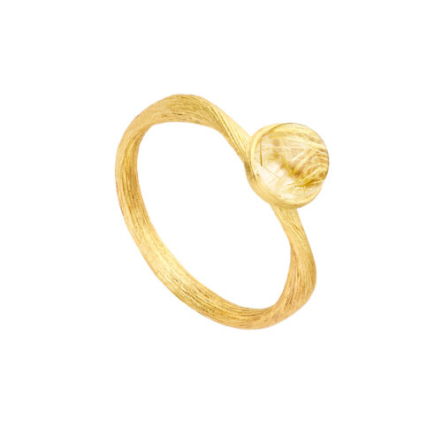 Dulong - Vega Pacific ring i 18k gult gull med rutilkvarts - Small