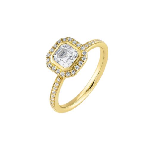 Saint Maurice - Asscher diamantring i gult gull 1,229 ct