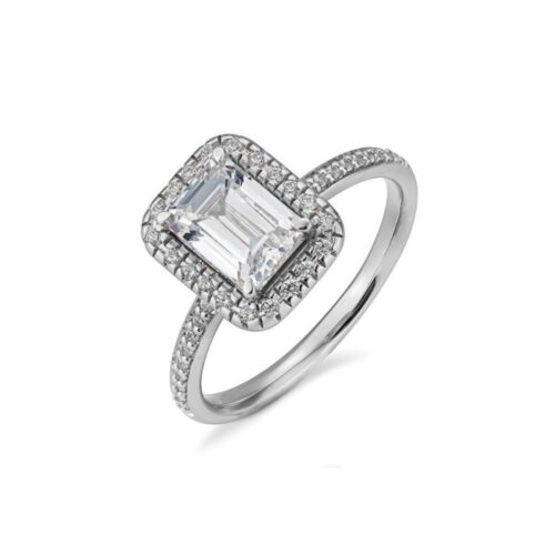 Saint Maurice – Emerald diamantring 14 k hvitt gull 1,729 ct