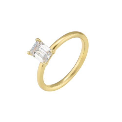 Saint Maurice - Emerald diamantring i 14 k gult gull 1,0 ct
