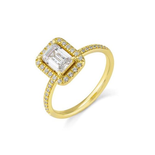 Saint Maurice – Emerald diamantring 14 k hvitt gull 1,229 ct