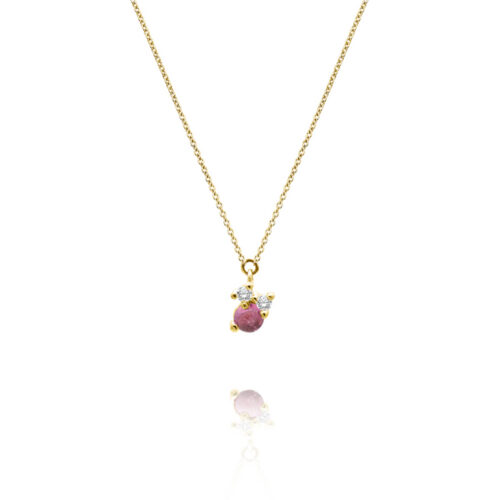 Nöen - Stellini anheng i 14k gult gull med diamanter og Rosa Turmalin