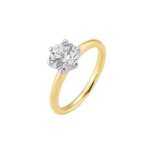 Saint Maurice - 6 Prong Bicolor diamantring i 14 k gult gull og hvit gull 1,50 ct